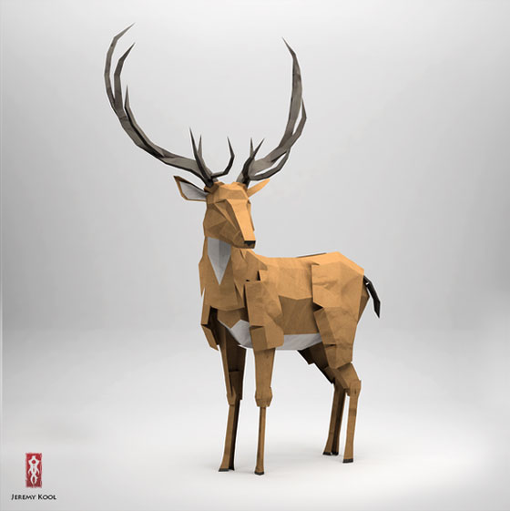 3D origami style animal illustrations by Jeremy Kool