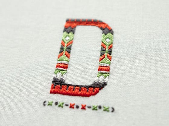 Typographic embroidery by Maricor/Maricar