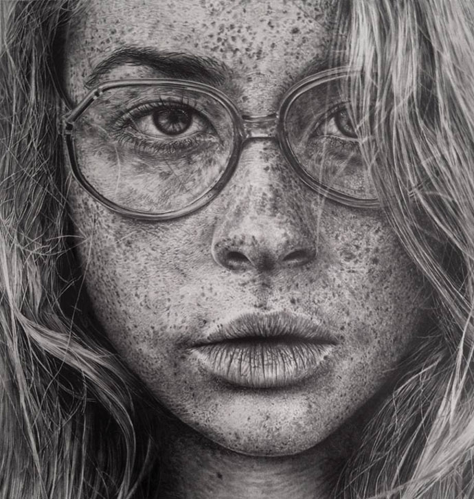 Hyper-Realistic Graphite Drawings by Monica Lee