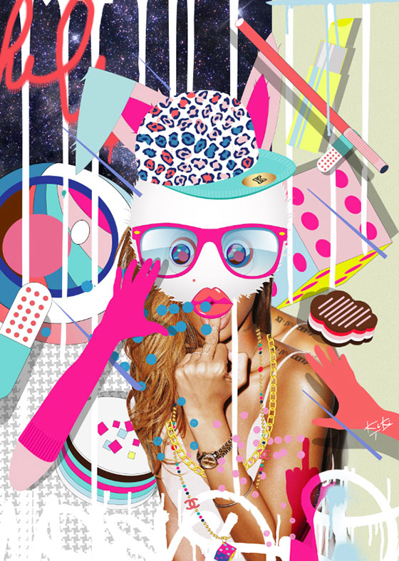 Colorful pop collages and vector drawings by Kiki Trésor