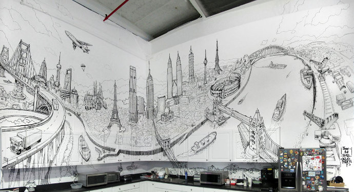 Wall drawings and sketches by DeckTwo