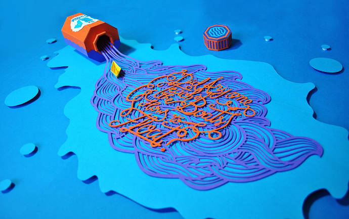 Colorful paper art, hand crafted by Miguel Dias