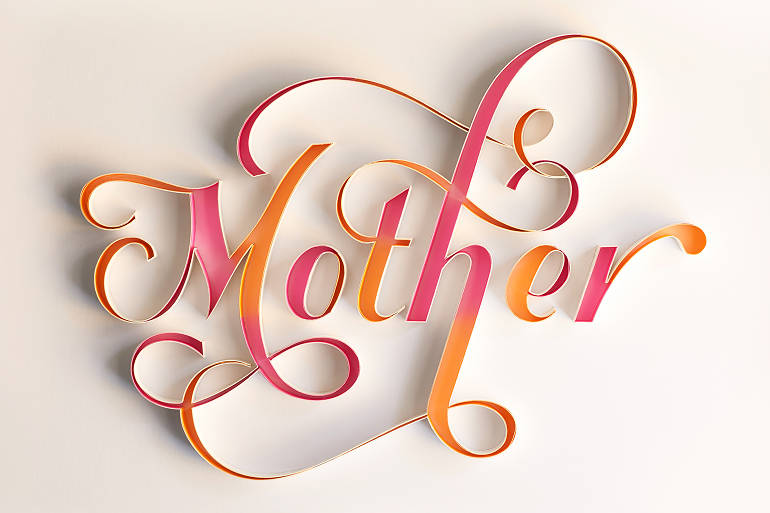 Quilled paper typography by Sabeena Karnik
