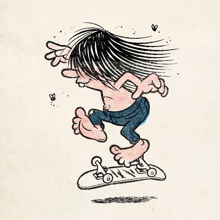 Vintage skate and surf drawings by Akira Yonekawa